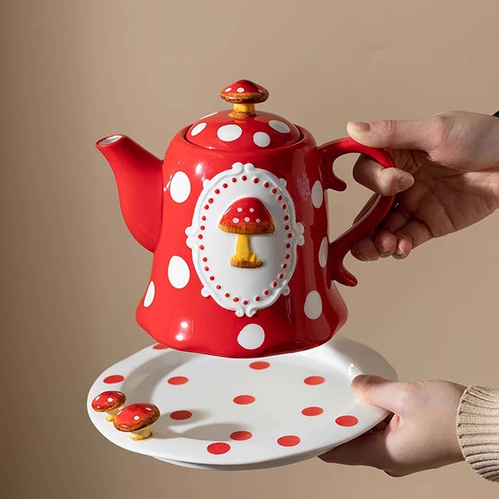 MinoCraft - Wholesale Tea Pot - Ceramic teapot with fairy mushroom pattern9