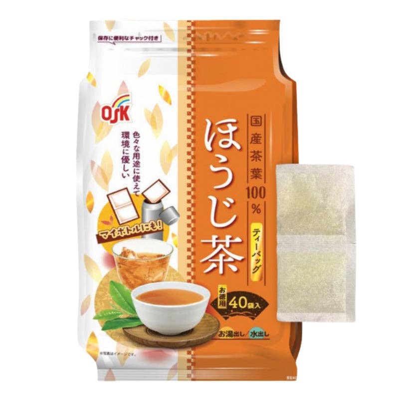 Sho Nutrition - Vendita all'ingrosso Tisane salutari e depurative - Tè Verde Tostato Hojicha OSK – Tè Verde Giapponese Biologico a Basso Contenuto di Caffeina, Non-OGM, Certificato JAS, Tè Hojicha Caldo o Freddo – Confezione da 40 pezzi1