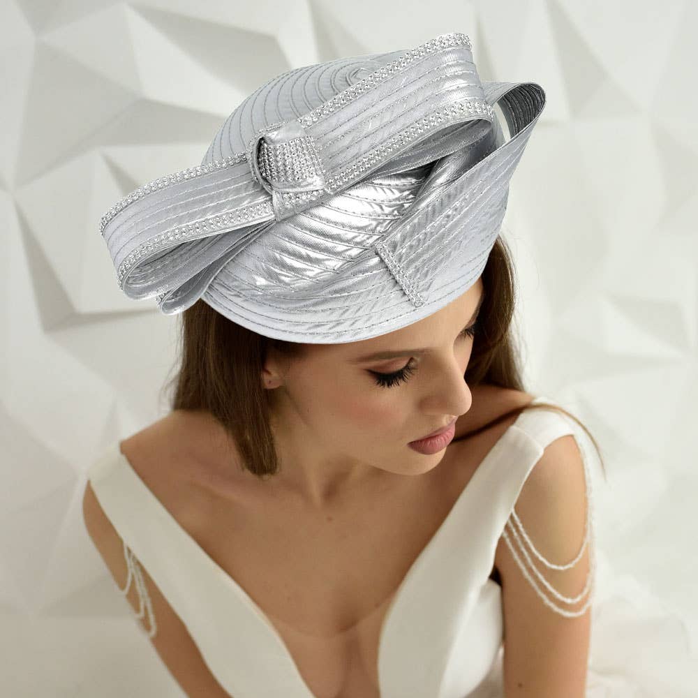 Sensibling Corp. - Wholesale Fascinator Hat - Women's - Rhinestone Rim Bow Church Dressy Hat
2