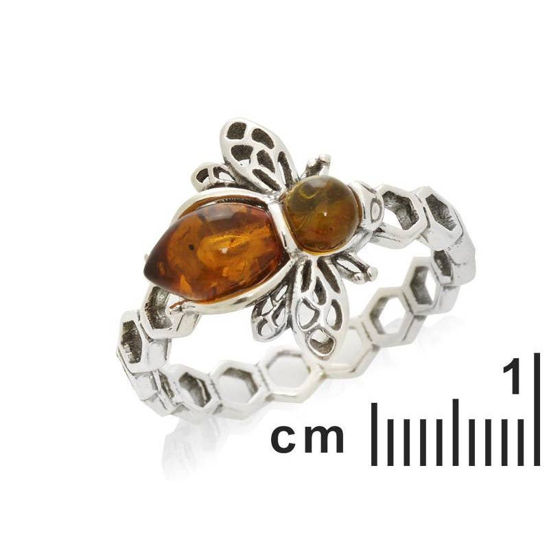 OPALOOK France – Engroshandel Statementring – Biring med naturlig cognacbærnsten og 925 antikt sølv1