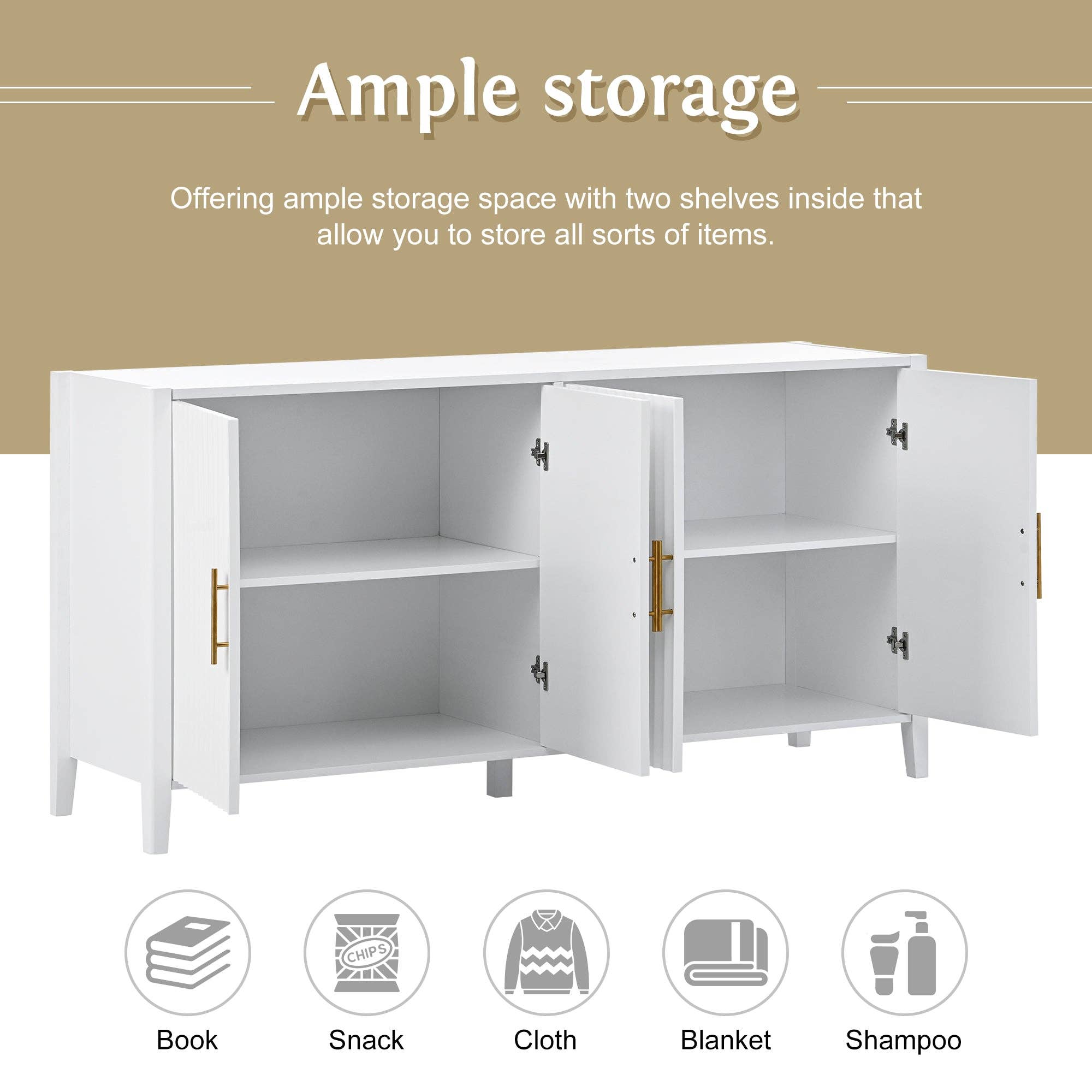 HOMYCASA DESIGN INC - Wholesale Sideboard - White Modern Buffet Cabinet Fluted Sideboard Large Storage5