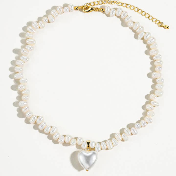 Agape 18K Gold Natural Pearl Heart Choker for wholesale on Faire