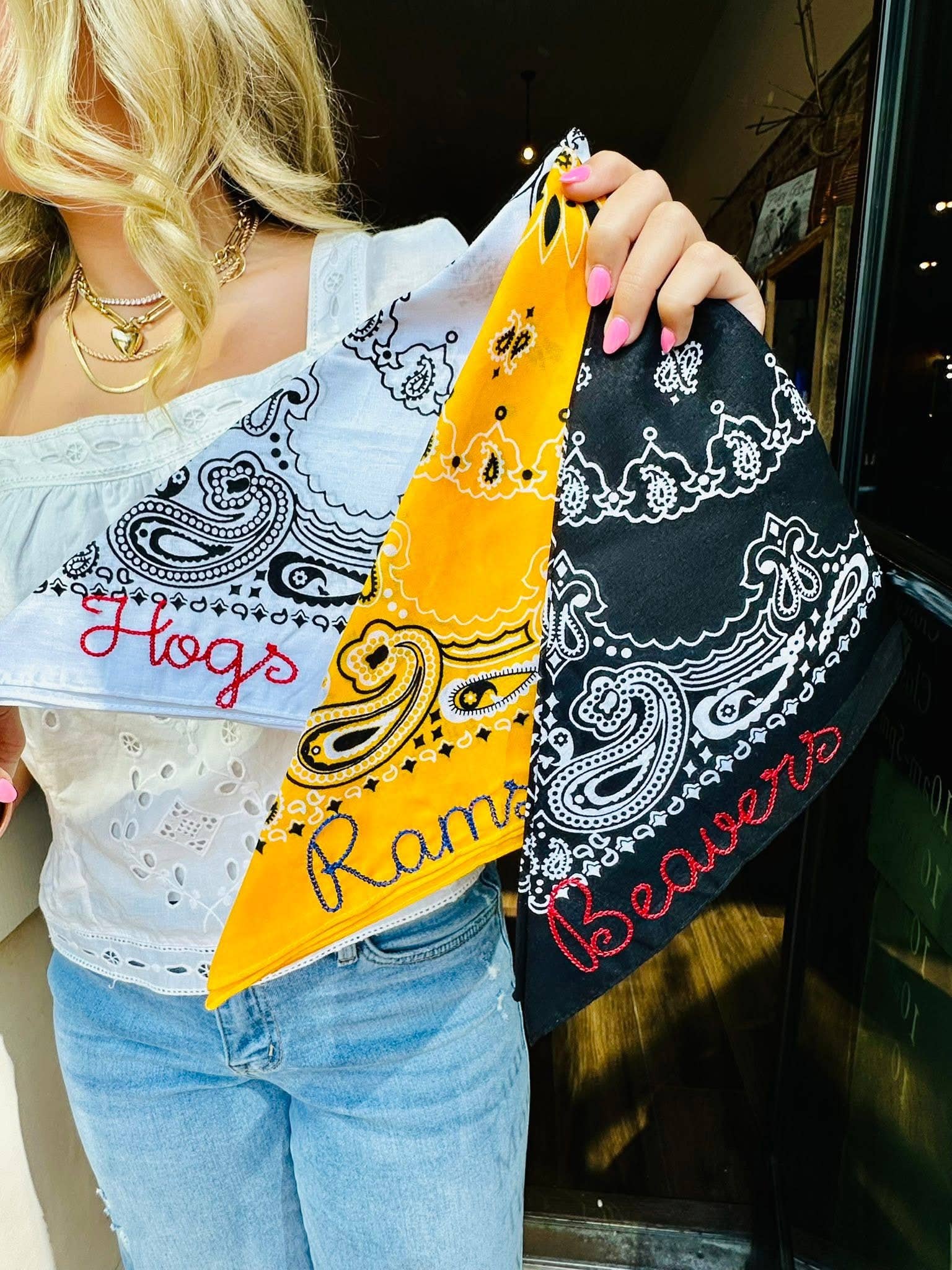 Hillside Threads Wholesale - Wholesale Bandana - Women's - Embroidered Chainstitch Bandana1