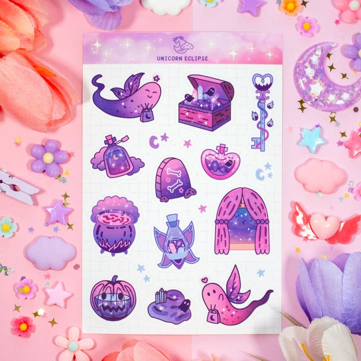 Feuille d'autocollants Halloween Forever pour la vente par Unicorn Eclipse