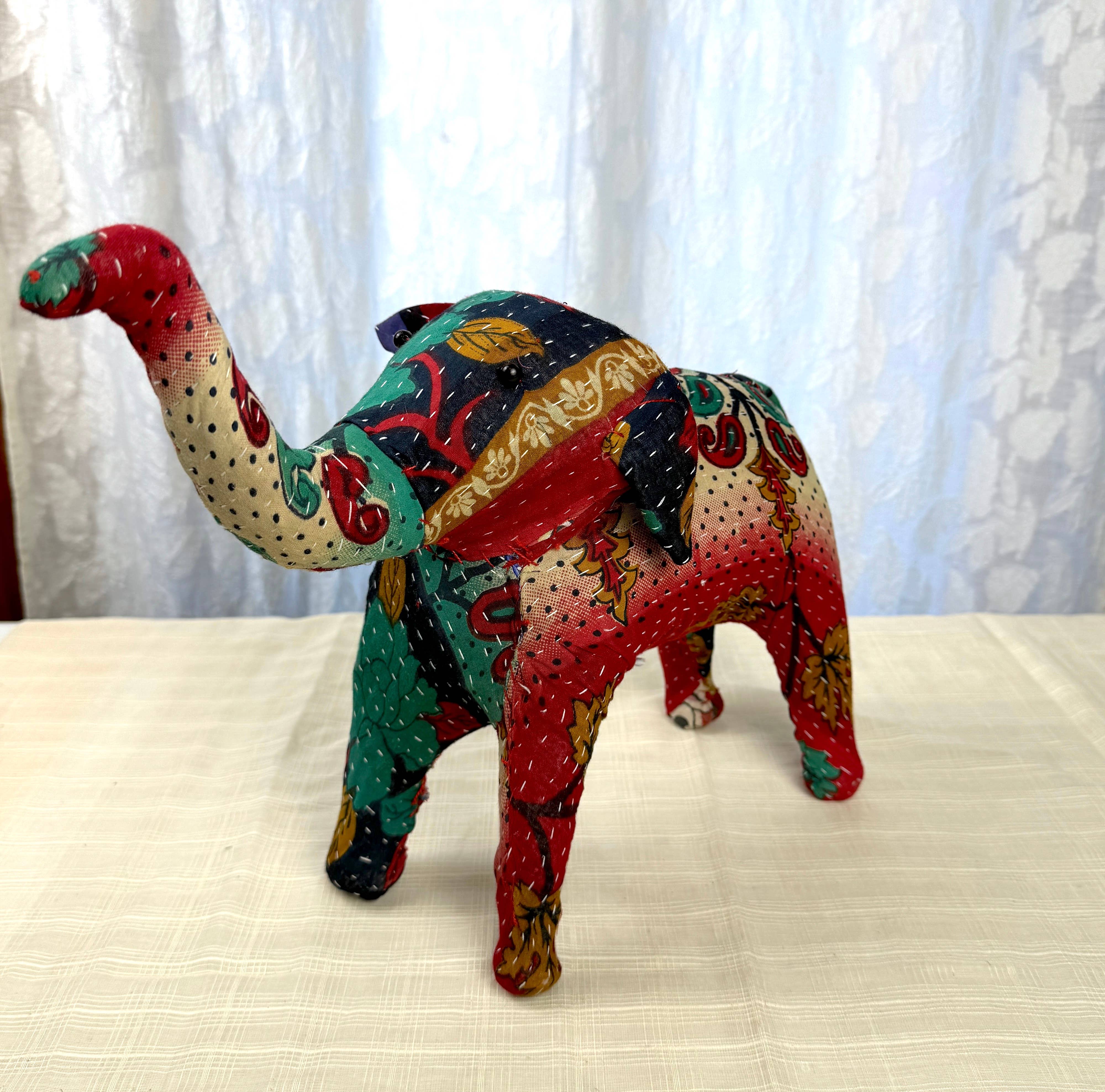 Tesoros Trading Company - Wholesale Decorative Figurine - Large Assorted  Kantha Elephant Figure, India4