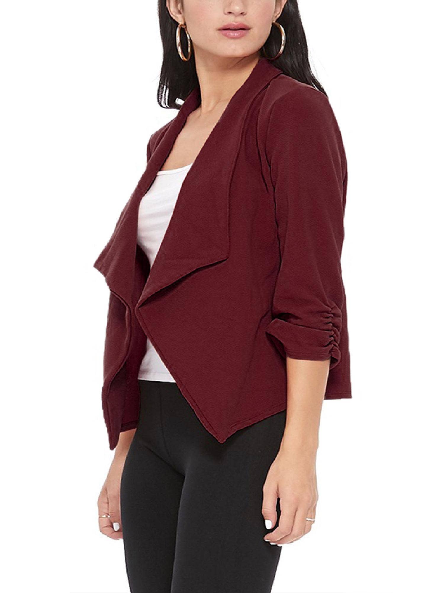 MOA COLLECTION - Wholesale Blazer - Women's - Casual Open Front Draped Solid Blazer Jacket57