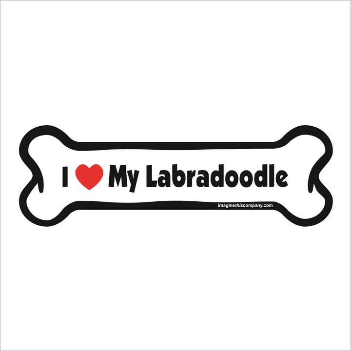 Imagine This Company - Venta al por mayor Imanes - Imán para coche con texto en forma de hueso con texto en texto «I Love My Labradoodle»