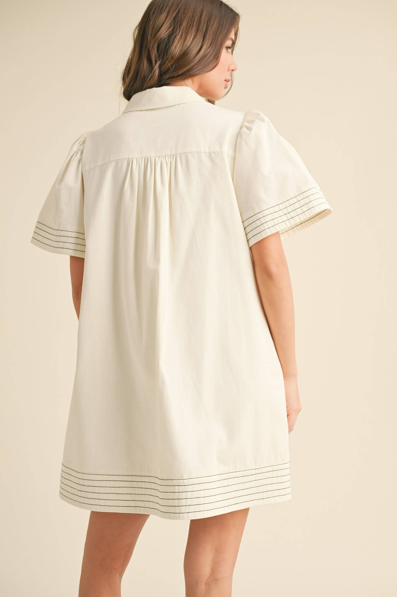 &MERCI - Wholesale Dress - Women's - SHORT SLEEVE BUTTON DOWN MINI DRESS MDR357236