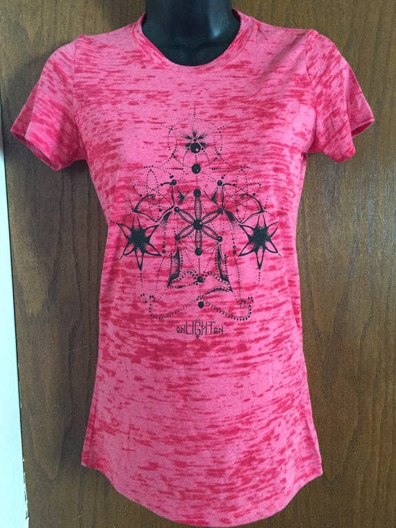Ladies Pink Burnout Spiritualize Tee for wholesale by Enlighten