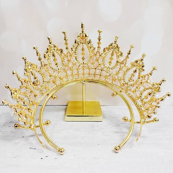 Happy Dream Gifts - Wholesale Party hat/crown - Gold Princess Crown, Prom Headpiece, Diamond Crystal crown 6