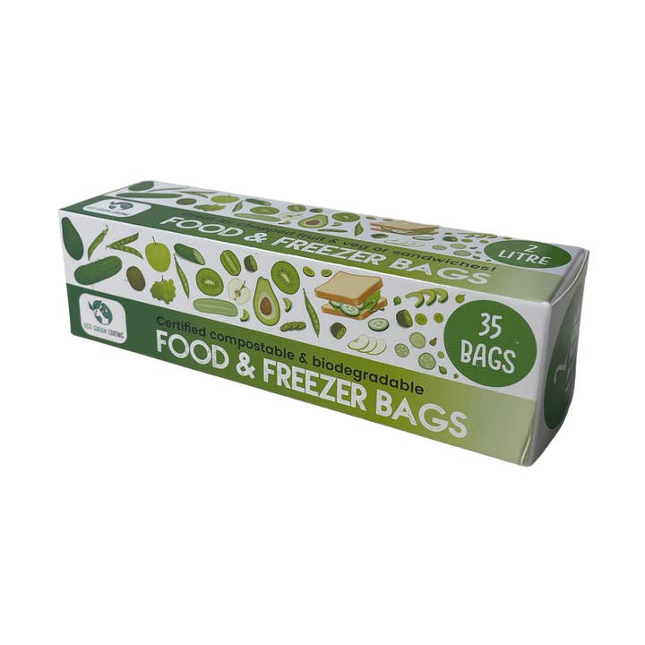 Sacs pour aliments et congélateurs compostables certifiés de 2 litres (35 sacs) pour la vente par Eco Green Living