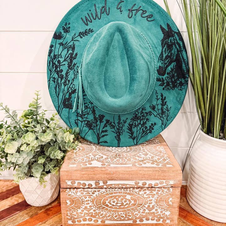 Willie & Dolly Designs - Wholesale Fedora - Women's - Engraved Floral Horse Hat