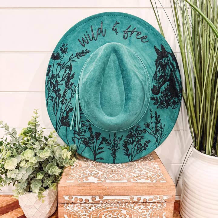 Willie & Dolly Designs - Wholesale Cowboy Hat - Women's - Engraved Wildflowers & Wild Horses Hat7