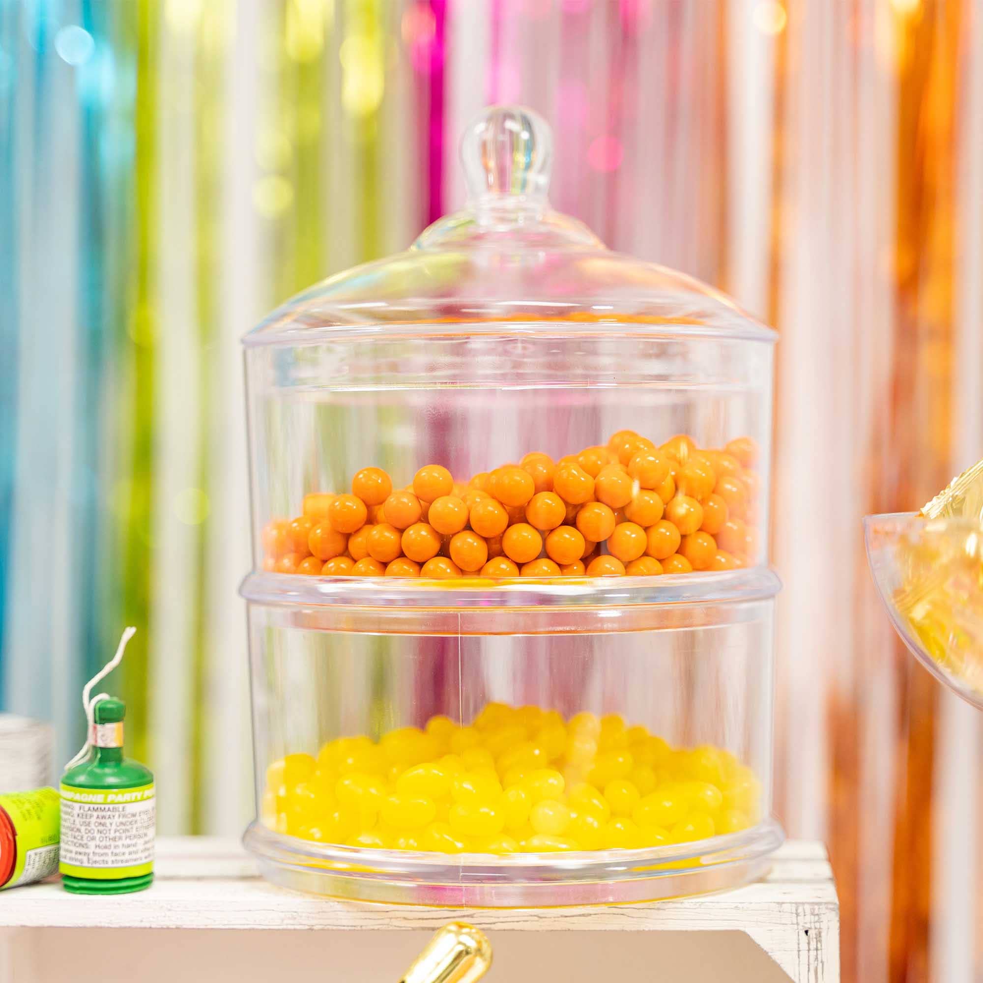 Portofino International Trading, USA - Vente Bocal d'apothicaire - Pot à bonbons en plastique à 3 niveaux avec couvercle5