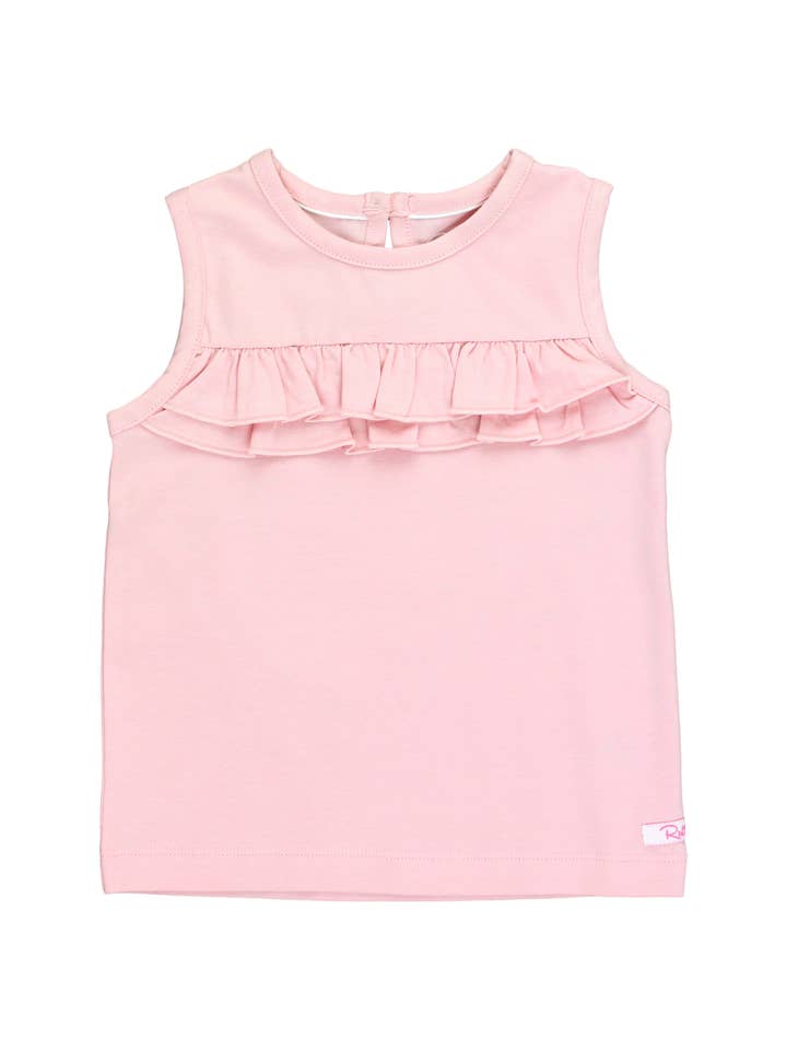 Girls Pink Knit Ruffle Trim Tank
for wholesale by RuffleButts + RuggedButts