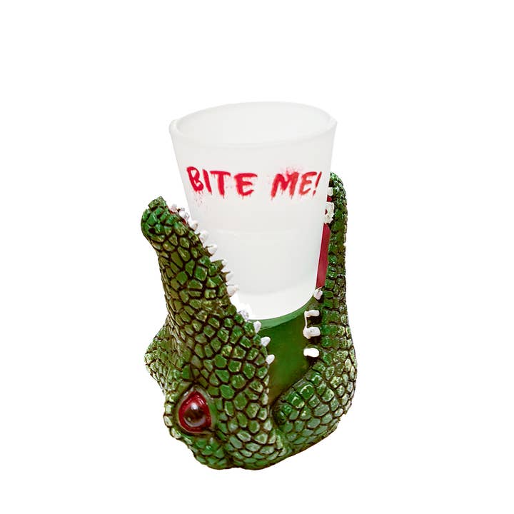 Gator "Bite Me" Shot Glass for wholesale by Sea Creations