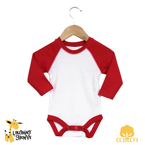 Laughing Giraffe – wholesale Overall - Baby – Baby Raglan Baseball Bodysuit 3/4 ärm Unisex Öppen Storlek1
