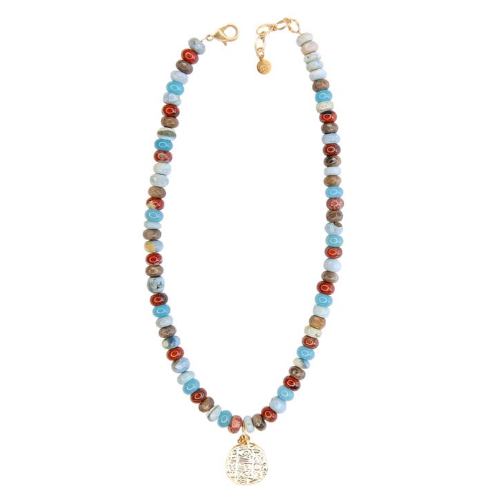 Kandierte Halskette in Blaunebel mit Anhänger für den Großhandel von Catherine Page Jewelry