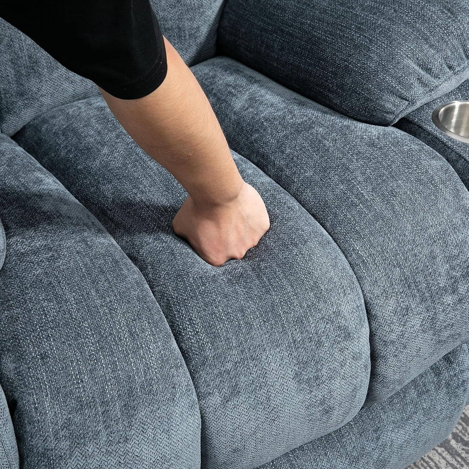 Power Lift Recliner Chair With Full Body Massage And Heat In Elegant Blue Chenille Fabric for wholesale on Faire12