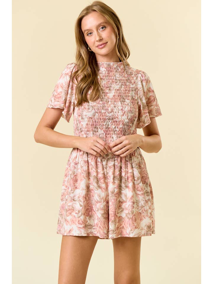 Doe and Rae – Engroshandel Romper - Dame – Blomstermønstret strikket ærmeløs romper med sidelomme - 27972R-15