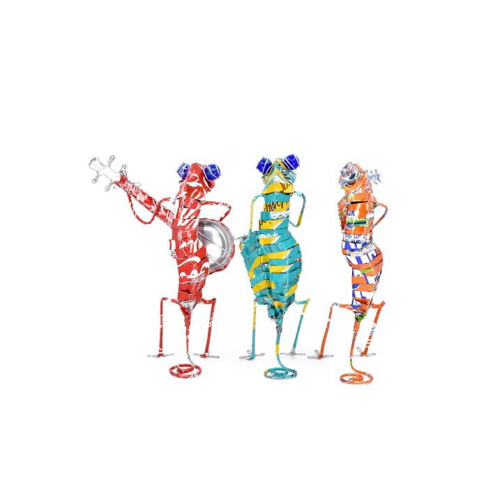 Swahili | AFRICAN MODERN - Wholesale Sculpture - Groovy Gecko Band Banjo Sculpture - Assorted Colors