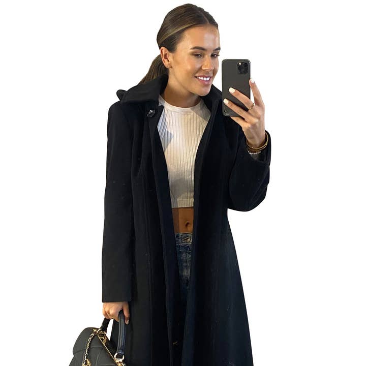 Casaco de pele com capuz de caxemira de lã destacável por atacado de Anastasia