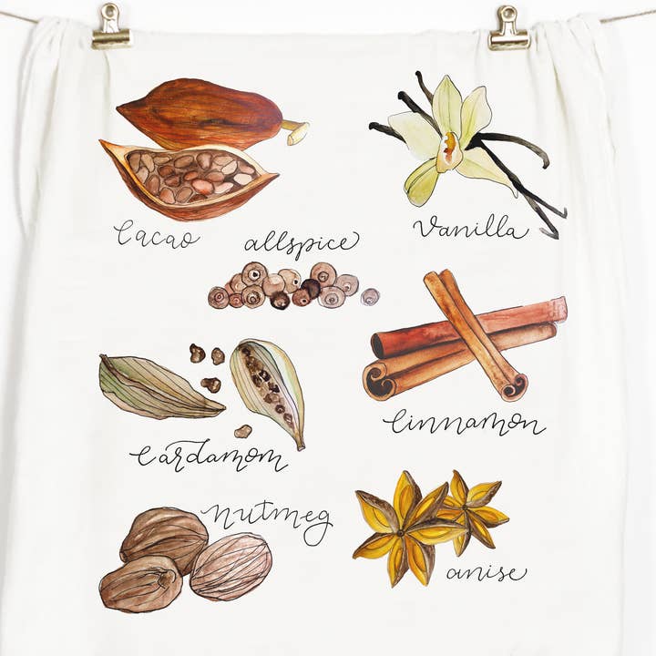 Spices Tea Towel for wholesale by Honey Brush Design®
