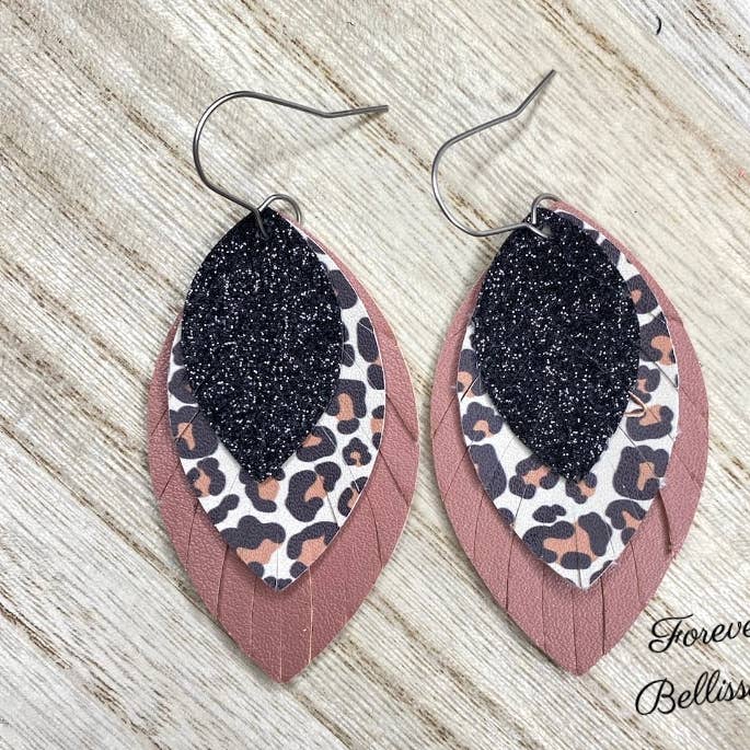 Forever Bellissima – wholesale Dangle earrings – Leopard Earrings | Faux Leather Earrings | Fall Earrings0
