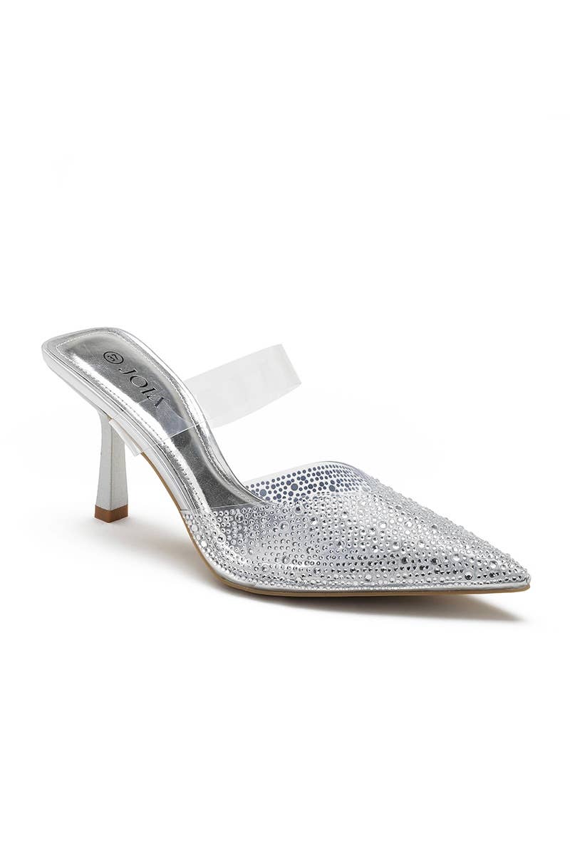 Joia Paris - Wholesale High Heels - Women's - Clear heel mules with rhinestone details HY-30202