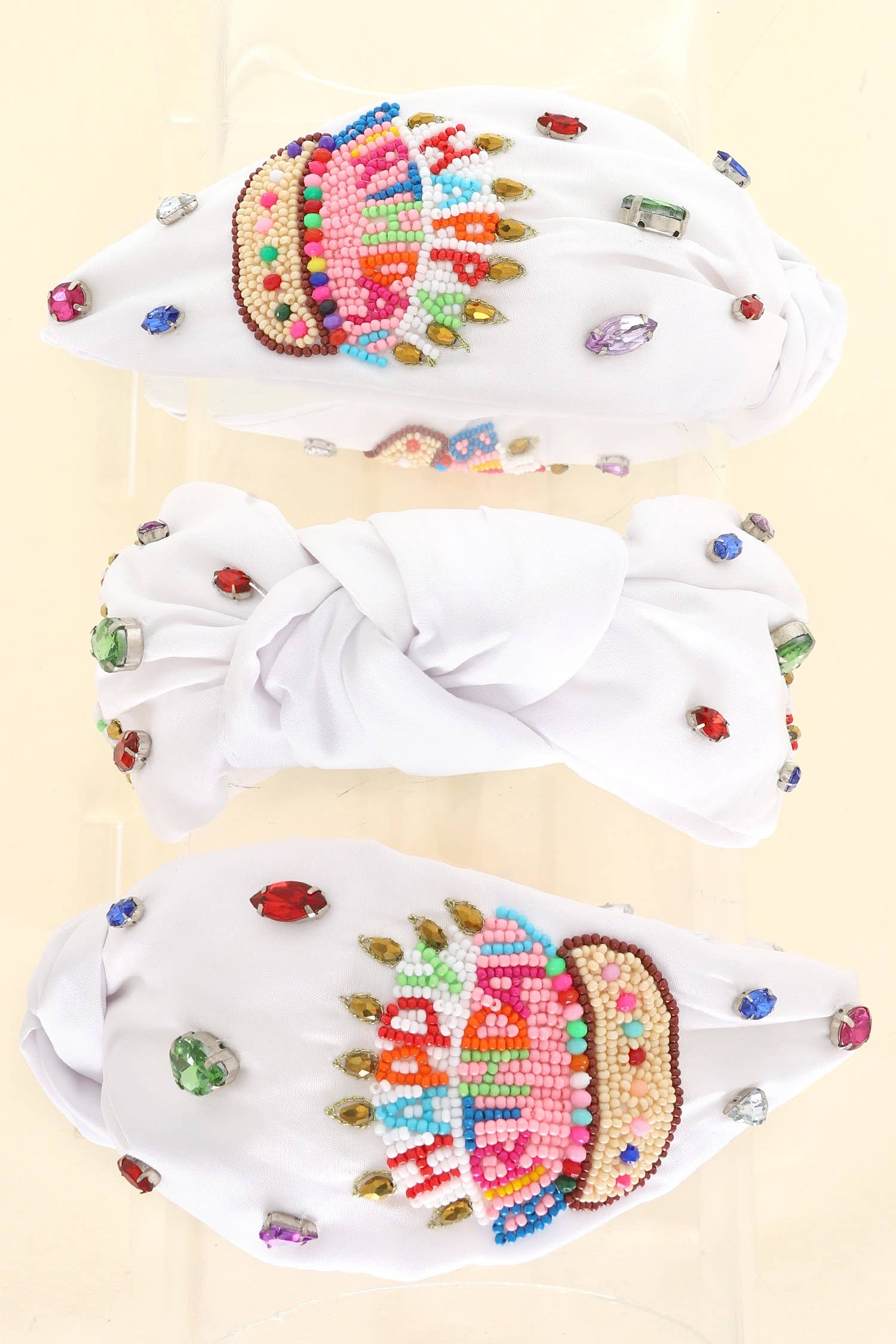 anbfashion – Engroshandel Pandebånd - Dame – TILLYKKE MED FØDSELSDAGEN JUVELERET PERLEBESET KNUTET HÅRBØJLE0