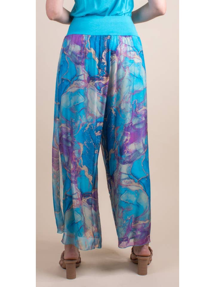 Gigi Moda - Wholesale Pants - Women's - Marble Print Silk Slit Pants13