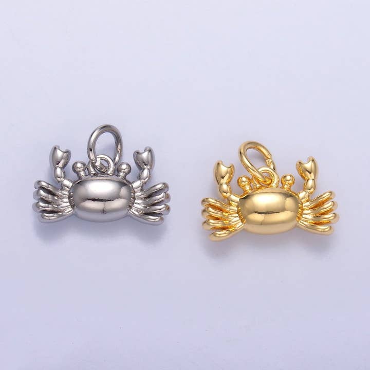 24K Gold Filled Crustacean Crab Sea Animal 3D Multidimensional Charm in Gold & Silver | N021 for wholesale by Aim Eternal