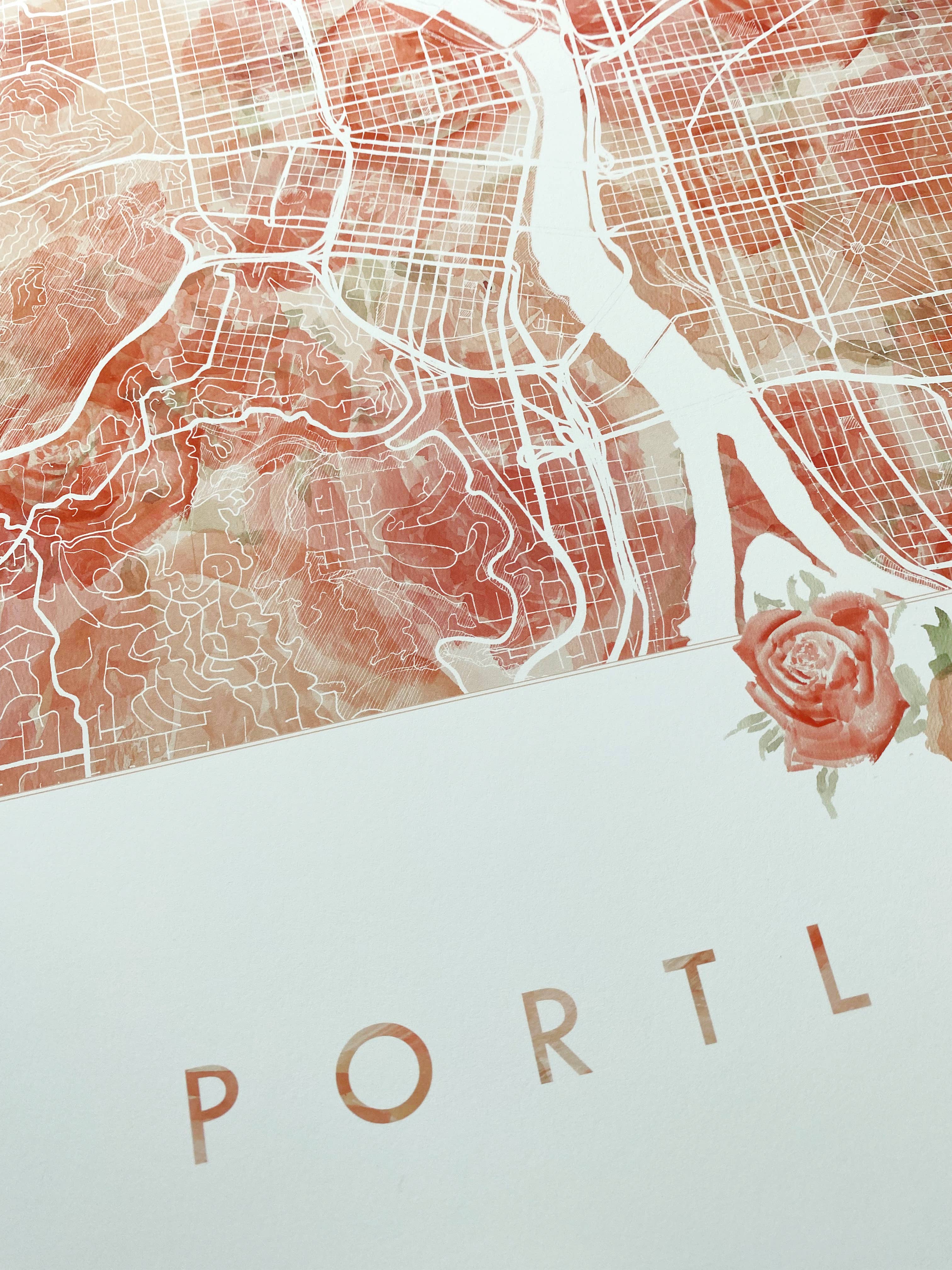 Turn-of-the-Centuries – wholesale Konsttryck – Portland Oregon Roses Botanisk karta SKRIV UT5