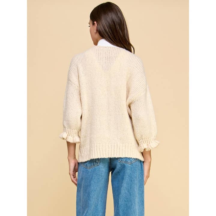 Veveret - Wholesale Cardigan - Women's - Knit Cardigan with Fornt Tie Ribbon 3