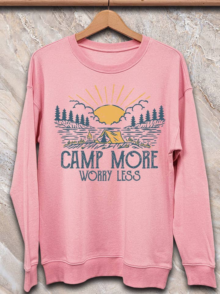 SPT-SS-109_Camp More Worry Less - Sweatshirt for wholesale by SP Tops, Inc.