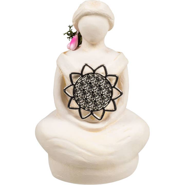 Kheops International - Wholesale Decorative Figurine - Gypsum Cement Goddess Figurine - Flower of Life (Each)