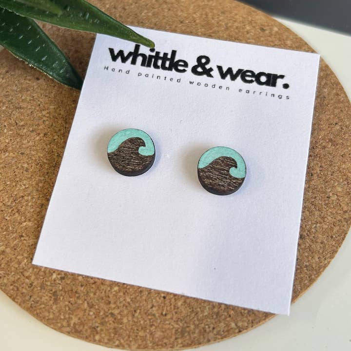 Etched wave studs. Spearmint for wholesale by Whittle and Wear