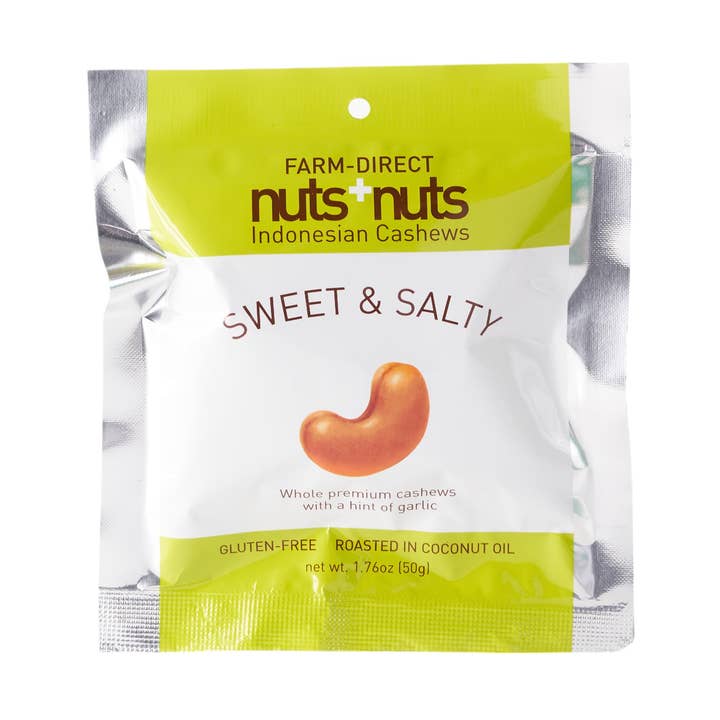 Nuts+Nuts - Vente Noix - Pack de snacks de noix de cajou indonésiennes grillées sucrées et salées 50 g0