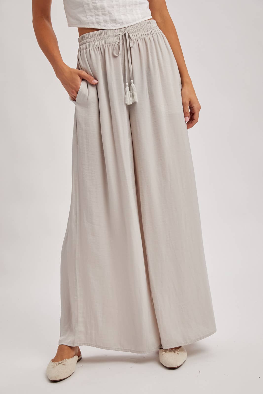 Bluivy - Wholesale Pants - Women's - SILKY PALAZZO WIDE LEG PANTS6