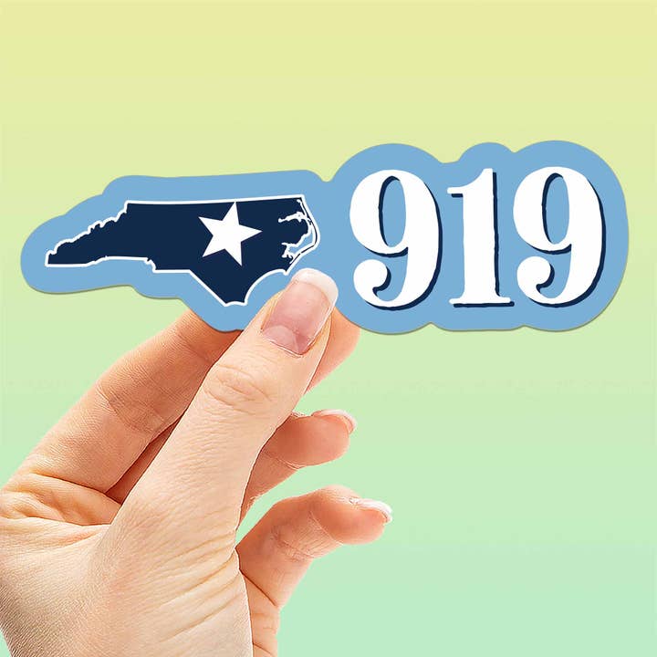 919 Area Code North Carolina Sticker - Cute NC Decal for wholesale by Sentinel Supply