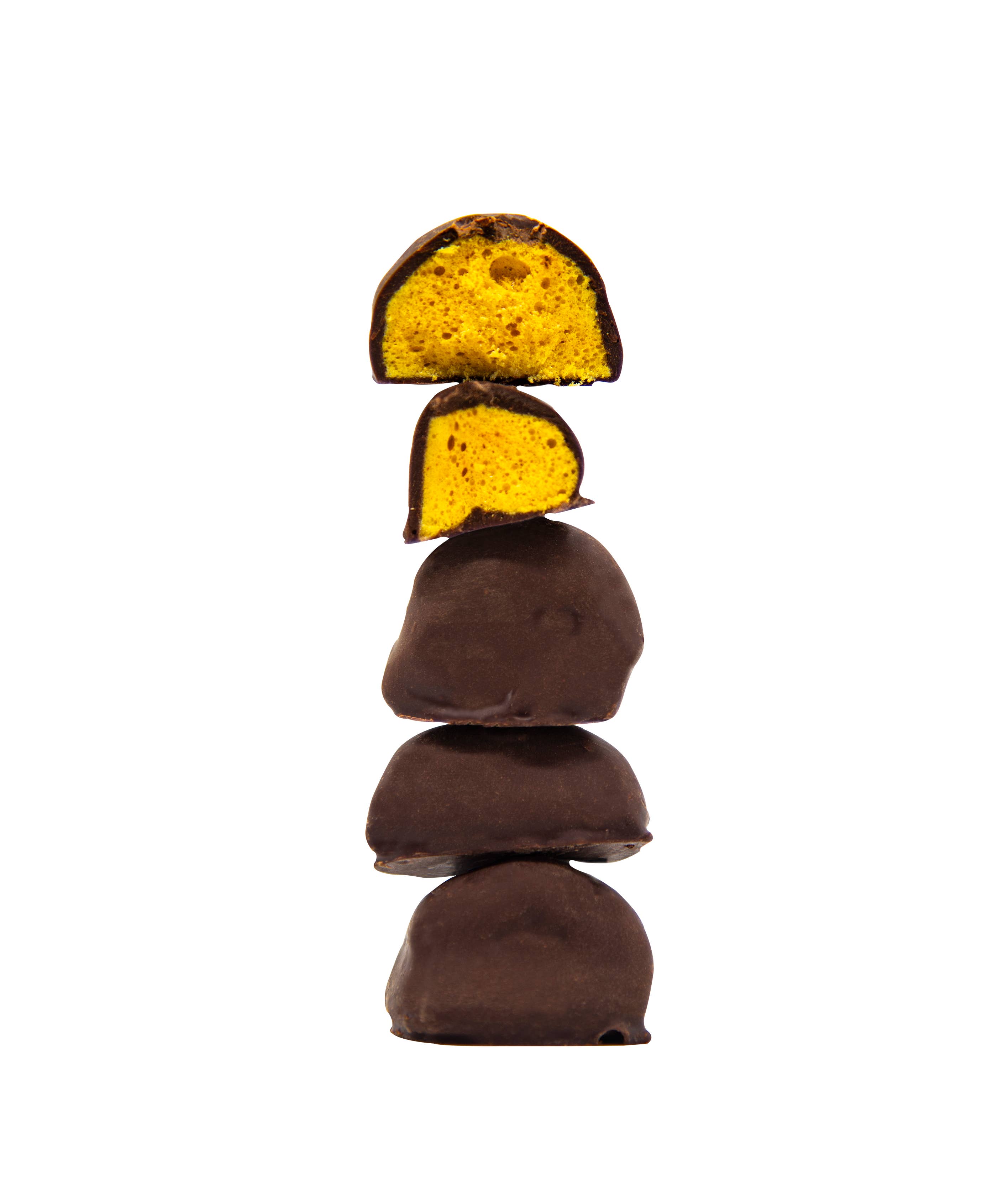 Yummycomb - Wholesale Chocolate Covered Sweets - 6 x 70% Dark Orange Belgian Chocolate Honeycomb pouches 100g3