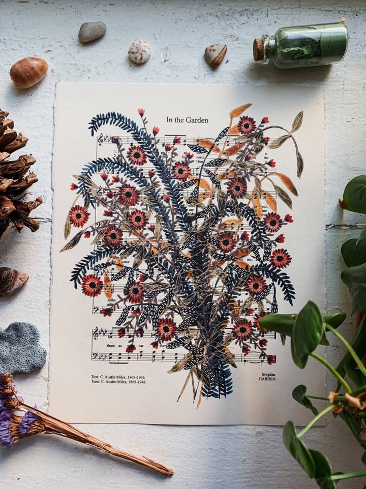 "In The Garden" Fine Art Print | Hymn Music Sheet for wholesale by Patsy Shaw