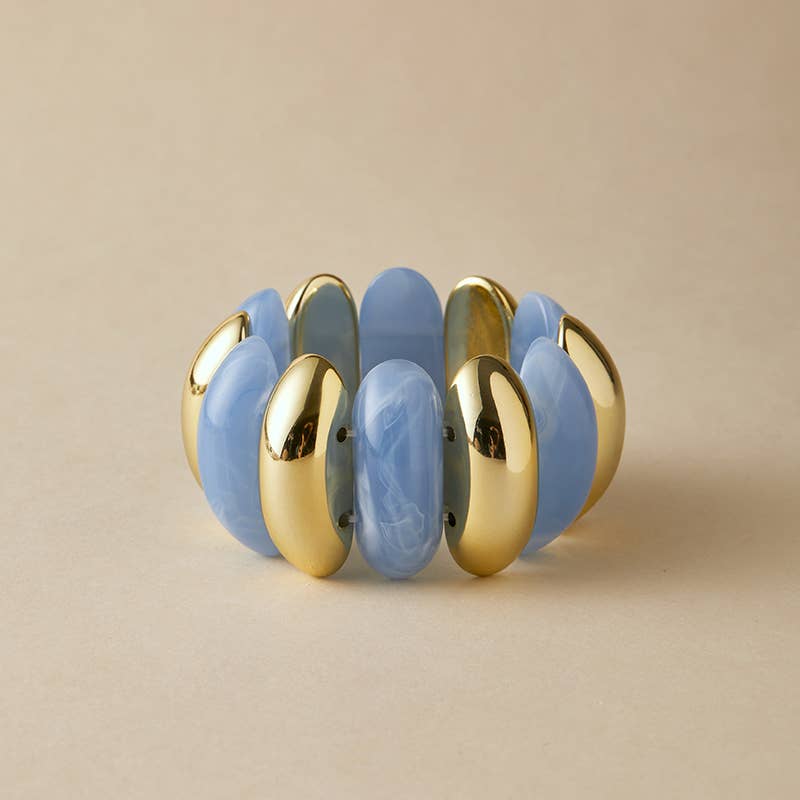 Pretty Persuasions - Wholesale Bangle Bracelet - B25177 Bold Polyresin Oval Link Stretch Bangle Bracelet2