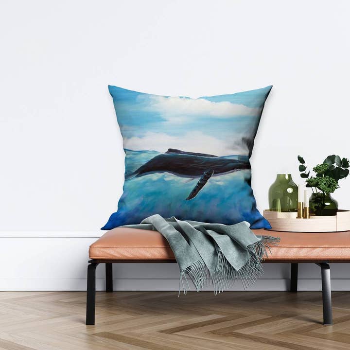 Blue whale | Inside pillow 26" x 26" for wholesale on Faire