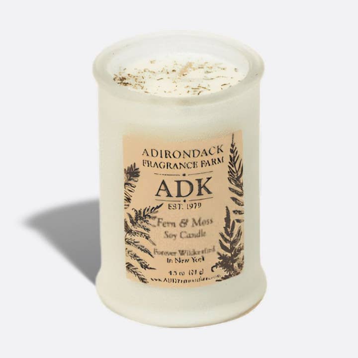Bougie Fougère & Mousse 4,5|10 oz pour la vente par Adirondack Fragrance Flavor Farm