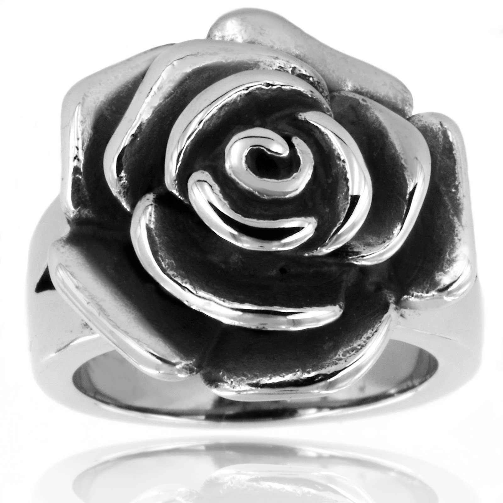 West Coast Jewelry - Wholesale Cocktail/Statement Ring - Blooming Rose Stainless Steel Ring4