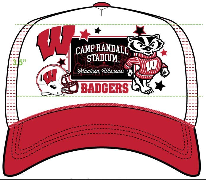WHITETRUERED Wisconsin Layer Patch Foam Trucker Hat for wholesale on Faire2