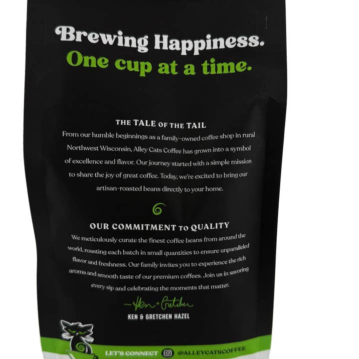 Alley Cats Coffee - Wholesale Coffee beans - Purr-Fect Decaf Medium Roast Coffee -(EA Process)-12oz1