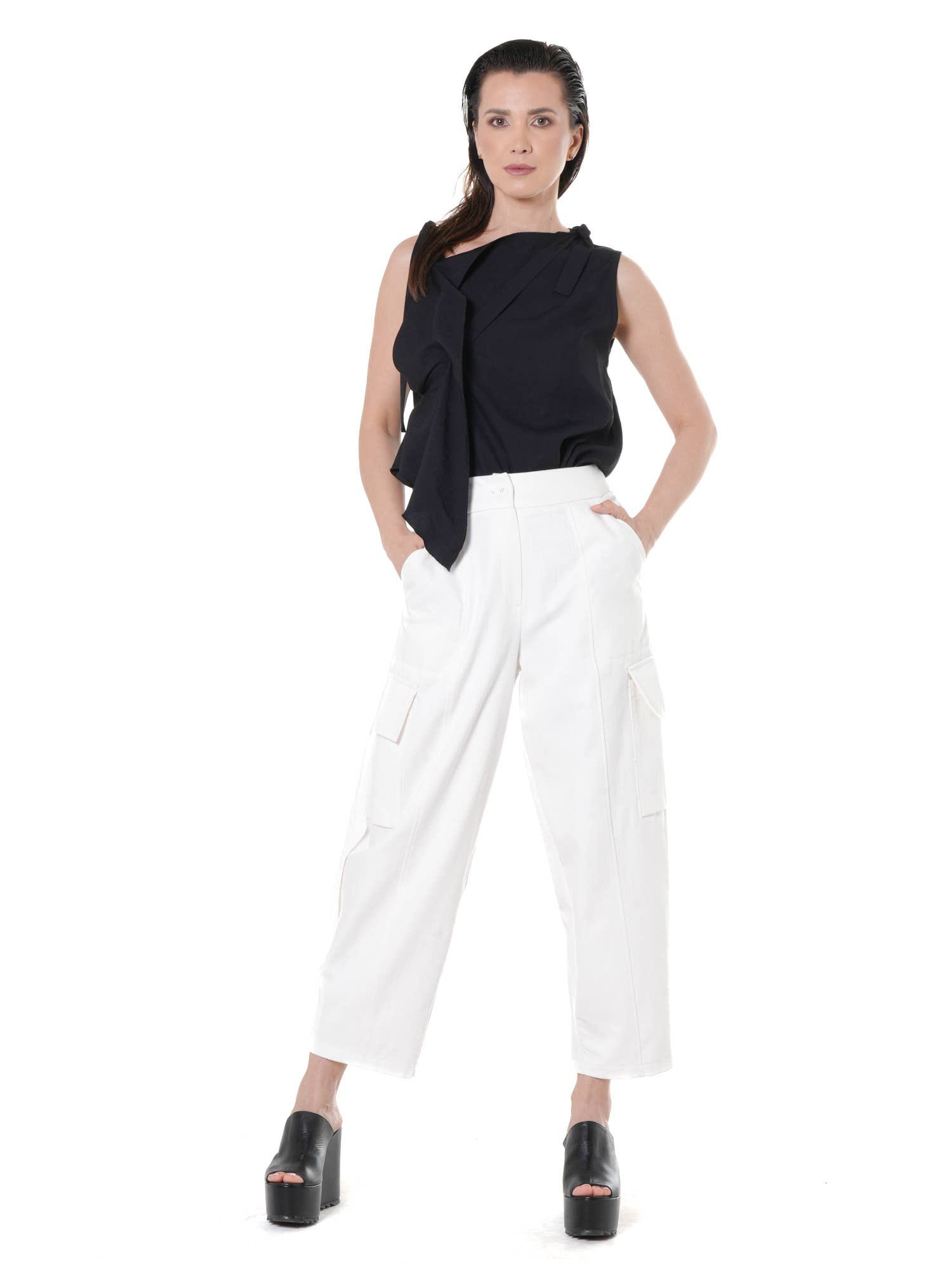 Metamorphoza - Wholesale Pants - Women's - Denim Cargo Pants In White 8