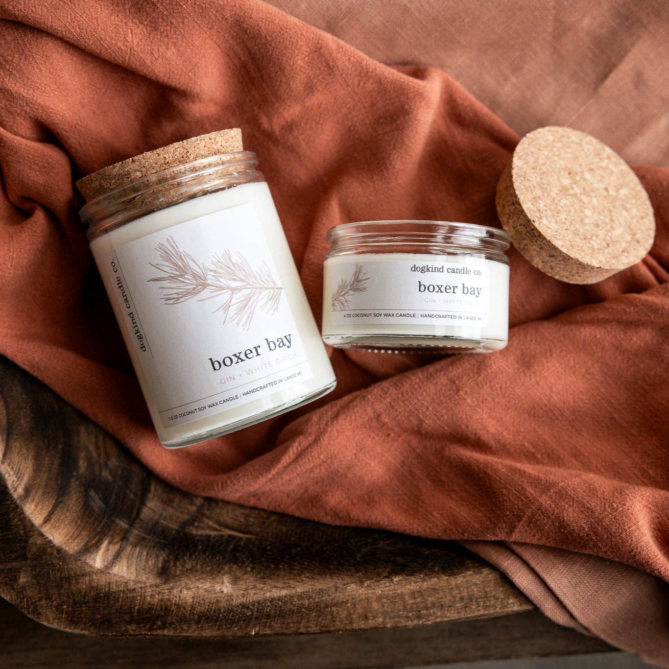 Dogkind Candle Co – Engroshandel Glaslys – Boxer Bay - tør gin + hvid birk3